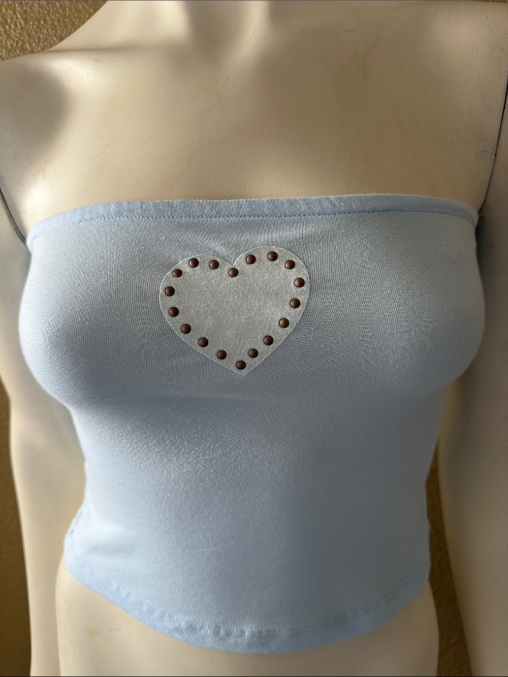 Grayson Threads Light Blue Strapless Heart Stud Tube Top